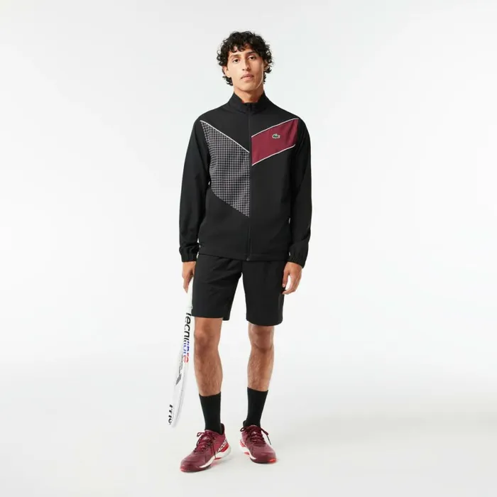 Shorts and Swim Men Lacoste Men039s Stretch Tennis Shorts Black Orange Qxi