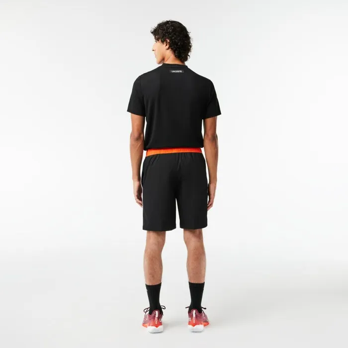 Shorts and Swim Men Lacoste Men039s Stretch Tennis Shorts Black Orange Qxi