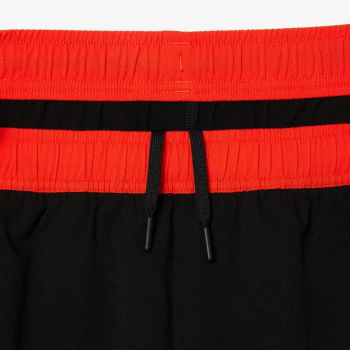 Shorts and Swim Men Lacoste Men039s Stretch Tennis Shorts Black Orange Qxi