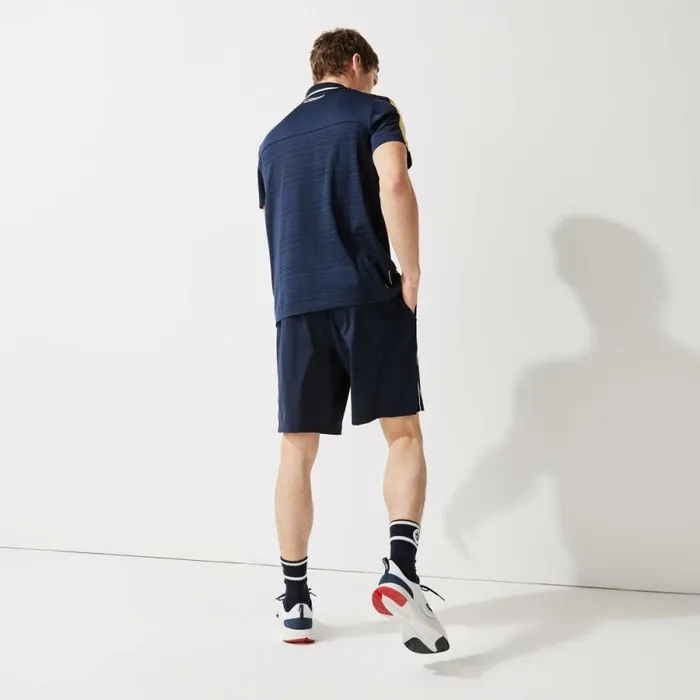 Shorts and Swim Men Lacoste Mens SPORT French Open Edition Lightweight Stretch Shorts Navy Blue White Navy Blue R20