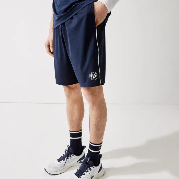 Shorts and Swim Men Lacoste Mens SPORT French Open Edition Lightweight Stretch Shorts Navy Blue White Navy Blue R20