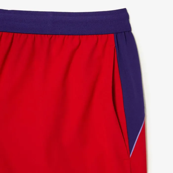 Shorts and Swim Men Lacoste Mens SPORT X Novak Djokovic Colorblock Shorts Red Purple Xsj