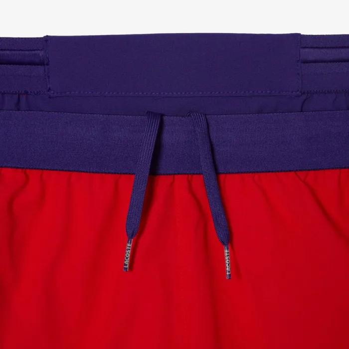 Shorts and Swim Men Lacoste Mens SPORT X Novak Djokovic Colorblock Shorts Red Purple Xsj