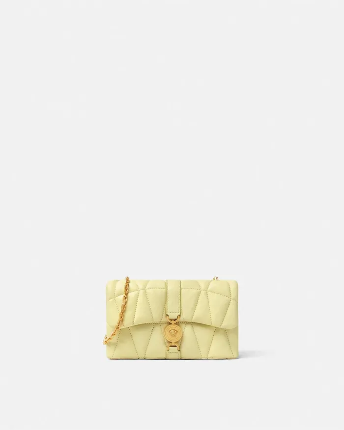 Shoulder and Crossbody Women Versace Kleio Quilted Mini Bag Yellow