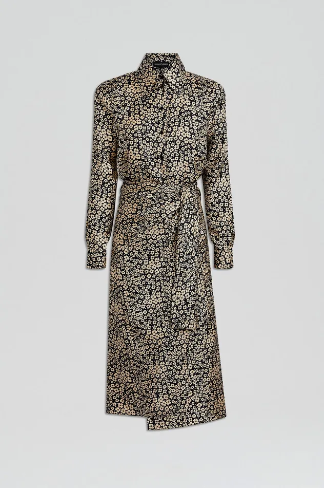 SILK FLORAL WRAP DRESS NAVY Dresses Scanlan Theodore Women SILK FLORAL WRAP DRESS NAVY Dresses Scanlan Theodore Women