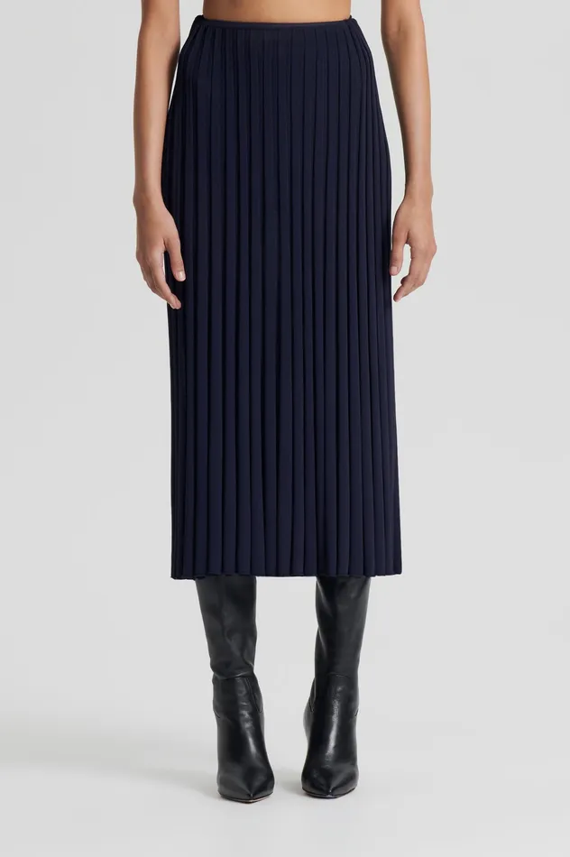 Skirts Scanlan Theodore Women PLEATED RIB SKIRT 16 NAVY Skirts Scanlan Theodore Women PLEATED RIB SKIRT 16 NAVY