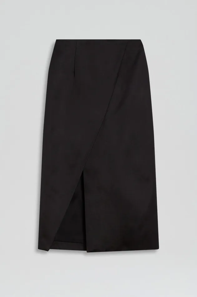 Skirts Women SATIN WRAP SKIRT BLACK Scanlan Theodore Skirts Women SATIN WRAP SKIRT BLACK Scanlan Theodore