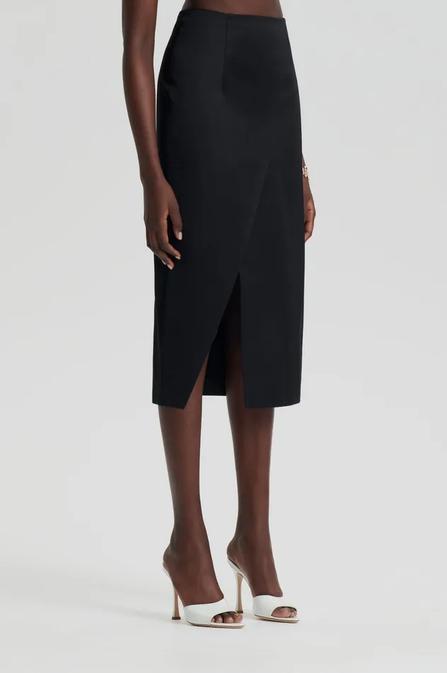 Skirts Women SATIN WRAP SKIRT BLACK Scanlan Theodore Skirts Women SATIN WRAP SKIRT BLACK Scanlan Theodore