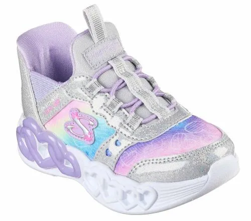 Slipins Infinite Heart Lights Silver Multi Kids SKECHERS Toddlers UK Sizes 49