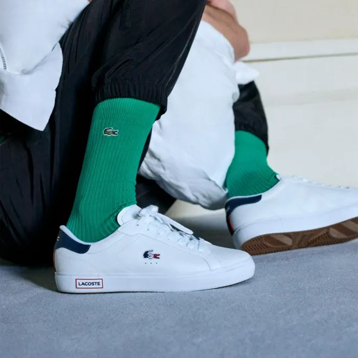 Sneakers Men Lacoste Men039s Powercourt Leather Multicolor Sneakers Whtnvyred 407
