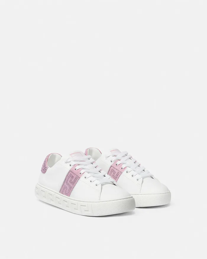 Sneakers Women Versace Crystal Greca Sneakers Pinkprint
