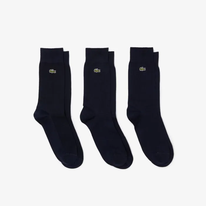 Socks MenWomen Lacoste Unisex 3Pack HighCut Socks Navy Blue 166