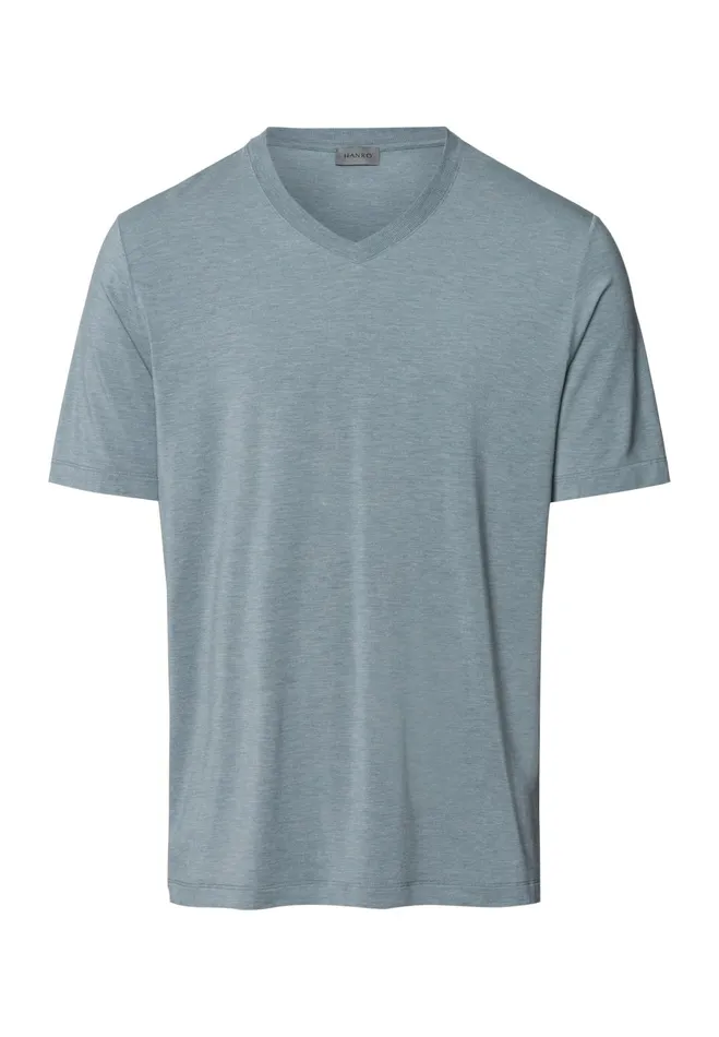 Soft VNeck TShirt Ocean Melange Men HANRO Tops and Tees