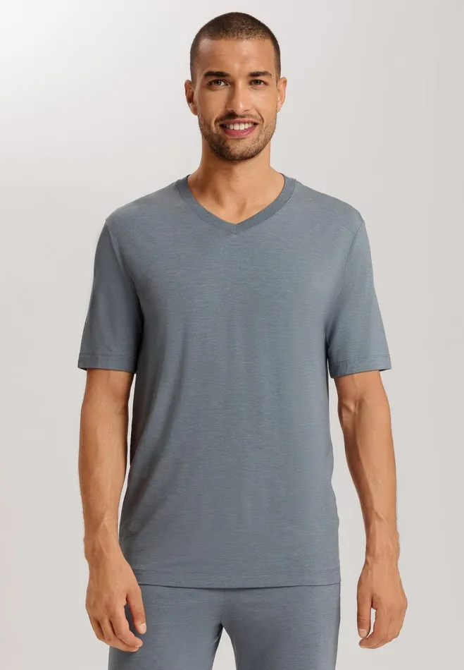 Soft VNeck TShirt Ocean Melange Men HANRO Tops and Tees