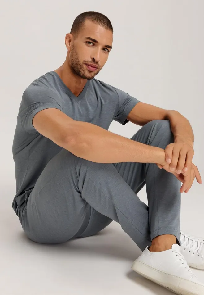 Soft VNeck TShirt Ocean Melange Men HANRO Tops and Tees