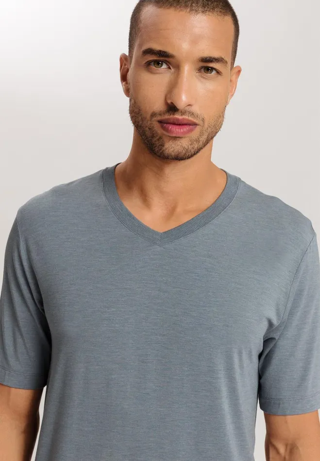 Soft VNeck TShirt Ocean Melange Men HANRO Tops and Tees