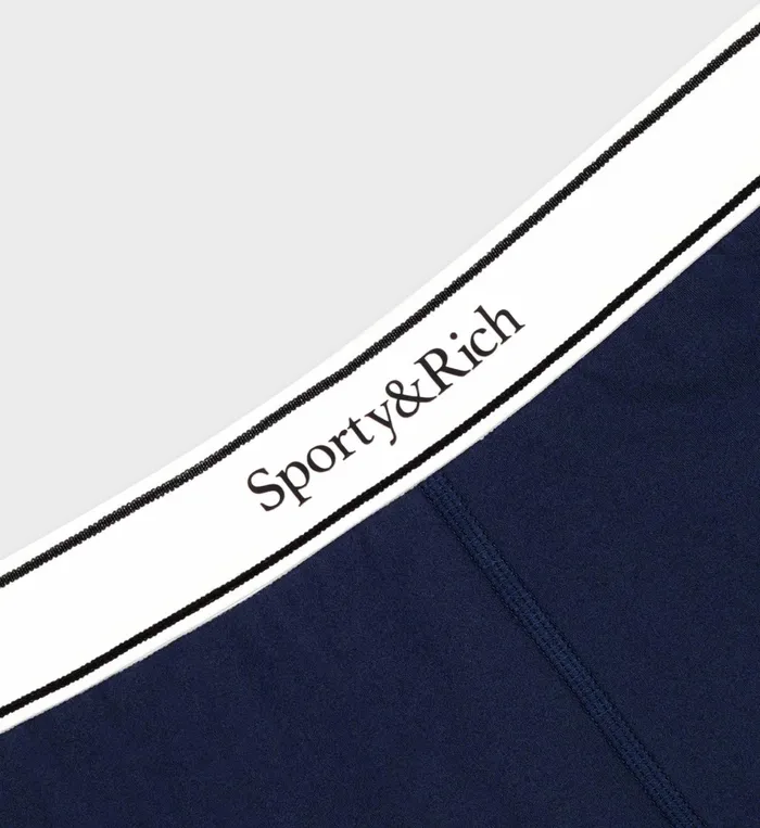 Sporty and Rich Activewear Women Serif Logo Biker Short 8211 Navy