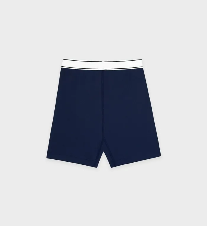 Sporty and Rich Activewear Women Serif Logo Biker Short 8211 Navy