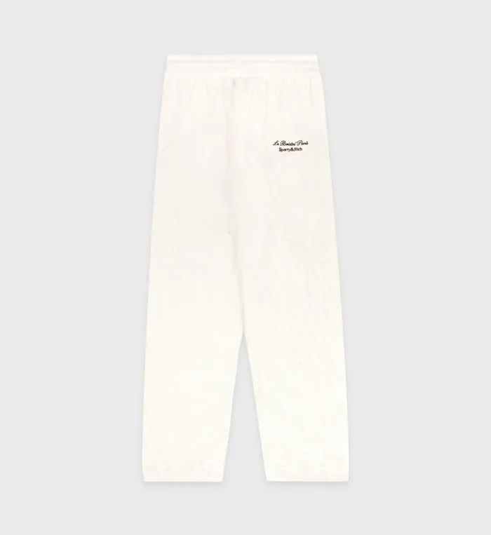 Sporty and Rich Knitwear Women Faubourg Cableknit Wool Cashmere Pants 8211 CreamWhite