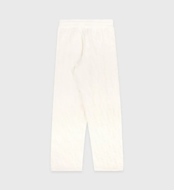 Sporty and Rich Knitwear Women Faubourg Cableknit Wool Cashmere Pants 8211 CreamWhite