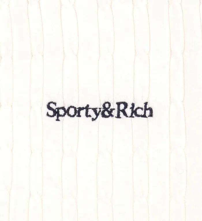 Sporty and Rich Knitwear Women Serif Logo MIni Cable Polo 8211 Off WhiteNavyRed