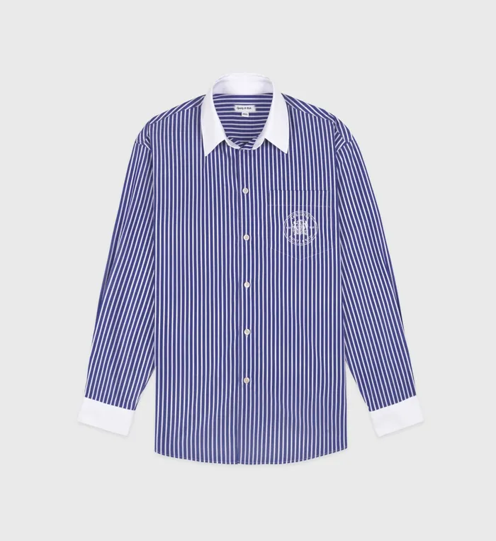 Sporty and Rich Shirting Women Bristol Crest 100th Oversized Shirt 8211 NavyWhite Sporty and Rich Shirting Women Bristol Crest 100th Oversized Shirt 8211 NavyWhite