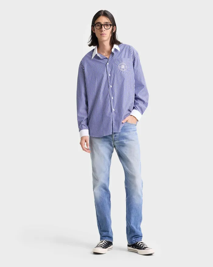 Sporty and Rich Shirting Women Bristol Crest 100th Oversized Shirt 8211 NavyWhite