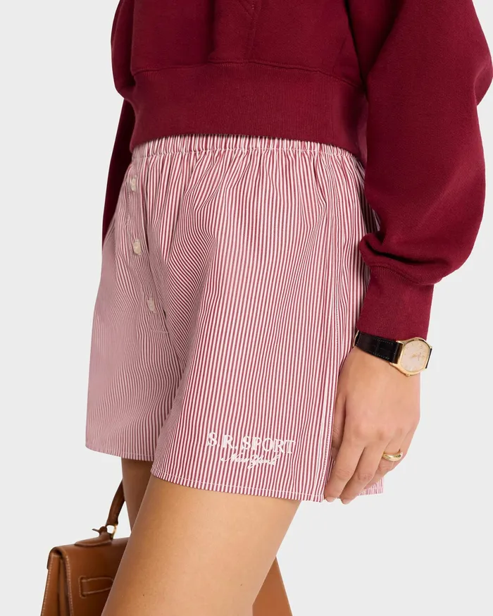 Sporty and Rich Shirting Women SR Sport Mini Boxer Short 8211 Red Striped