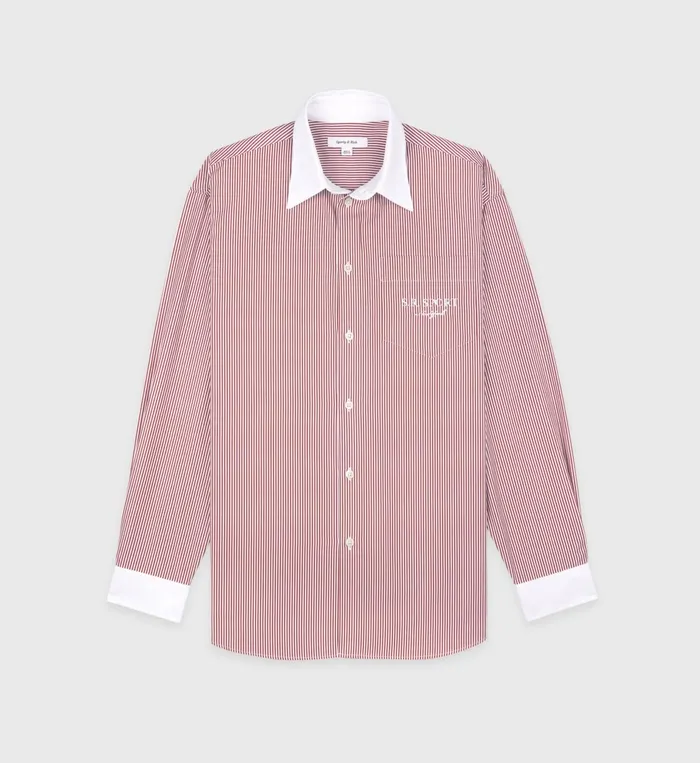 Sporty and Rich Shirting Women SR Sport Oversized Shirt 8211 Red Striped