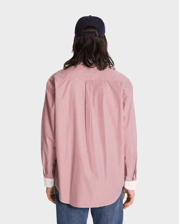 Sporty and Rich Shirting Women SR Sport Oversized Shirt 8211 Red Striped