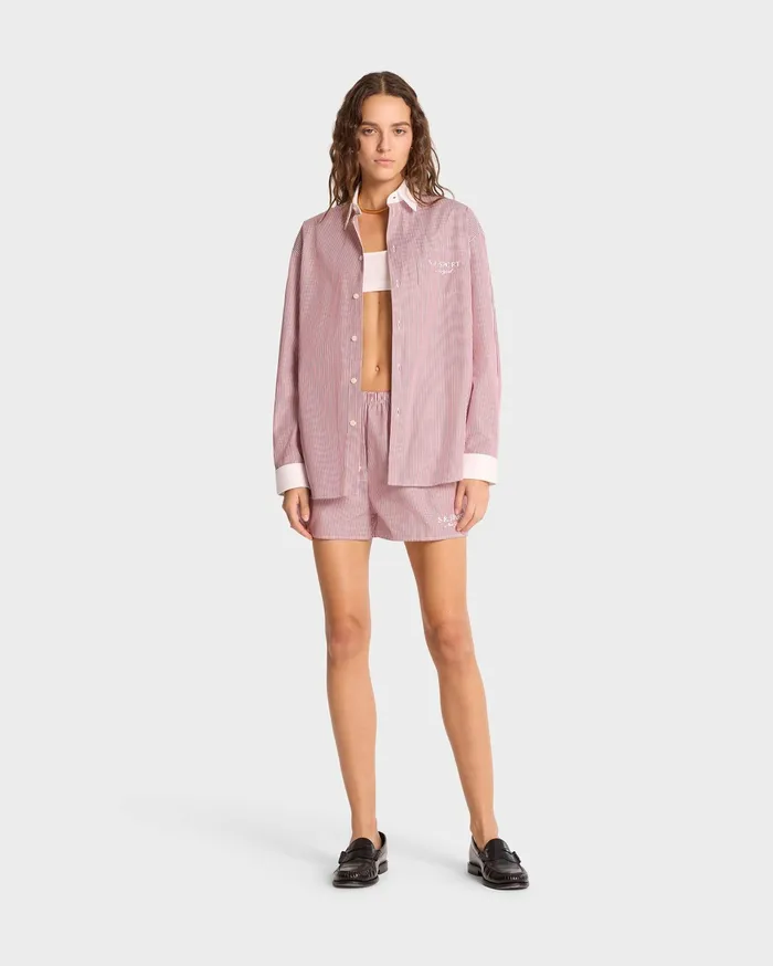 Sporty and Rich Shirting Women SR Sport Oversized Shirt 8211 Red Striped