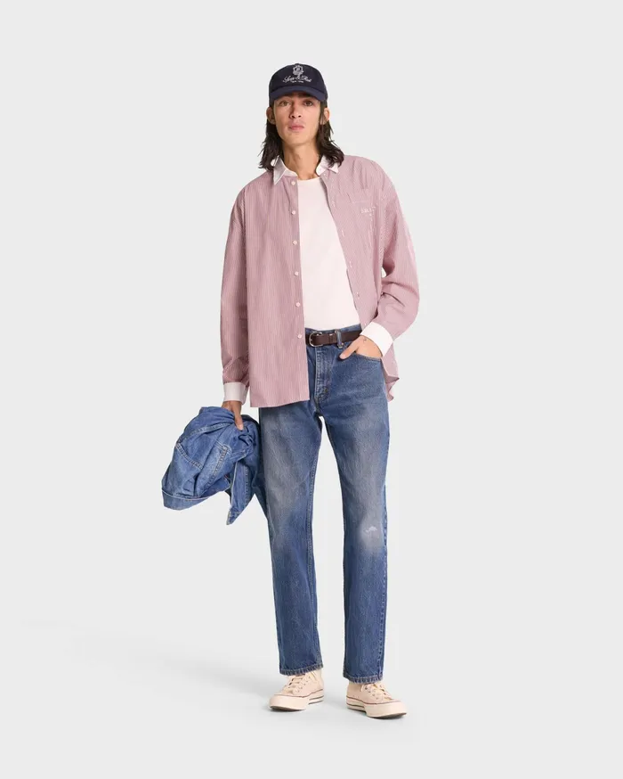 Sporty and Rich Shirting Women SR Sport Oversized Shirt 8211 Red Striped