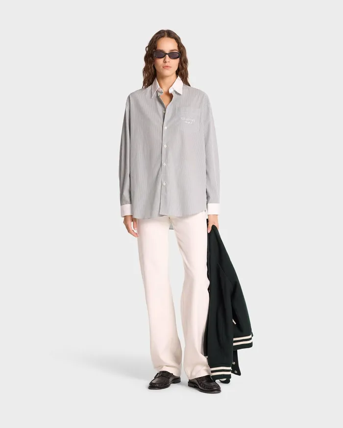 Sporty and Rich Shirts Men SR Sport Oversized Shirt 8211 Forest Striped