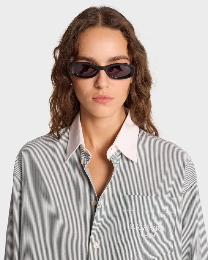 Sporty and Rich Shirts Men SR Sport Oversized Shirt 8211 Forest Striped