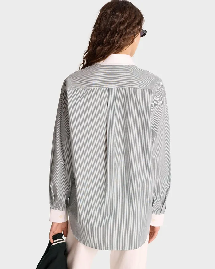 Sporty and Rich Shirts Men SR Sport Oversized Shirt 8211 Forest Striped