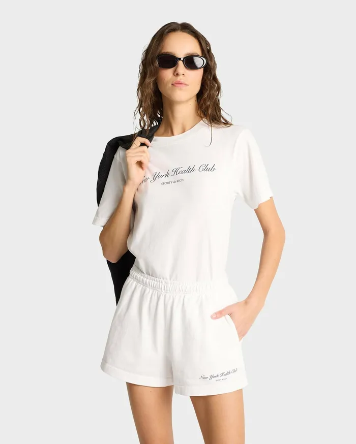 Sporty and Rich Shorts Women NY Health Club Disco Short 8211 WhiteNavy