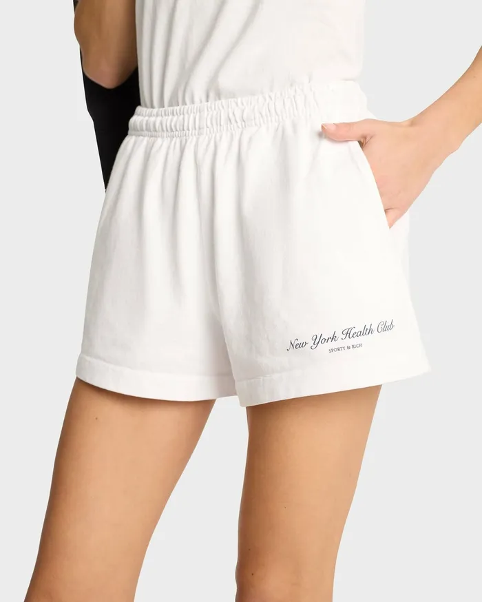Sporty and Rich Shorts Women NY Health Club Disco Short 8211 WhiteNavy