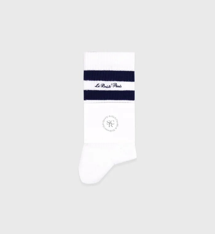 Sporty and Rich Socks Women Faubourg Socks 8211 WhiteNavy Sporty and Rich Socks Women Faubourg Socks 8211 WhiteNavy