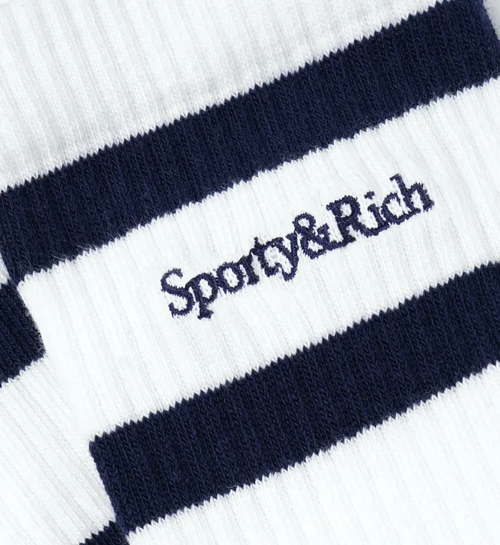 Sporty and Rich Socks Women Serif Logo Socks 8211 WhiteNavy