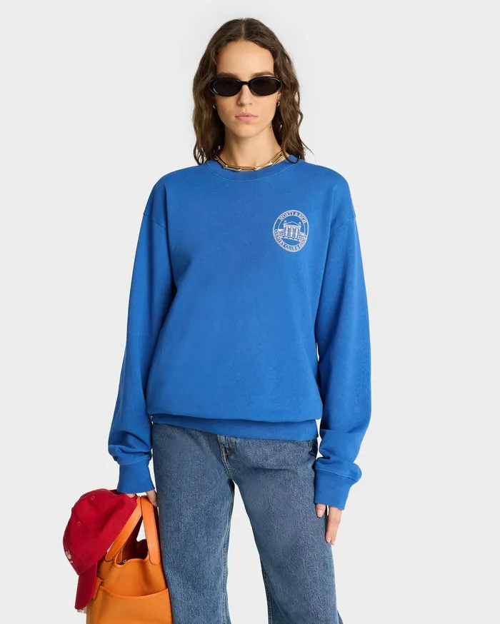 Sporty and Rich Sweatshirts Women Vendome Resort Crewneck 8211 Paris BlueWhite