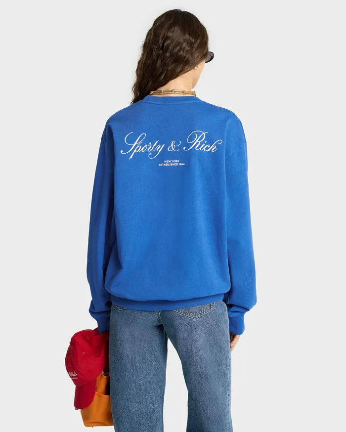 Sporty and Rich Sweatshirts Women Vendome Resort Crewneck 8211 Paris BlueWhite