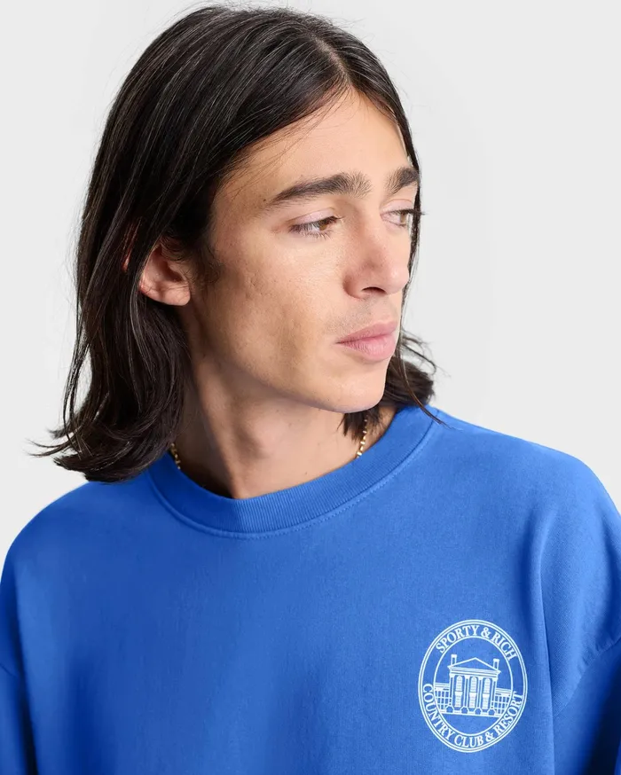Sporty and Rich Sweatshirts Women Vendome Resort Crewneck 8211 Paris BlueWhite