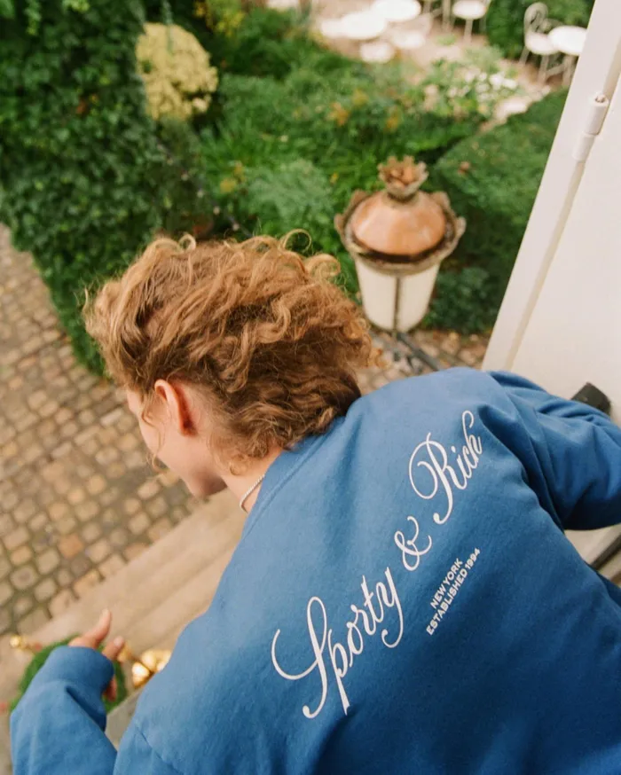 Sporty and Rich Sweatshirts Women Vendome Resort Crewneck 8211 Paris BlueWhite