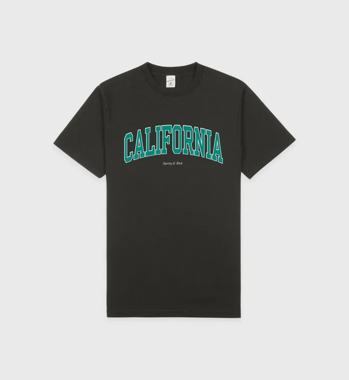 Sporty and Rich TShirts and Tops Women California TShirt 8211 Faded BlackSpring Green Sporty and Rich TShirts and Tops Women California TShirt 8211 Faded BlackSpring Green