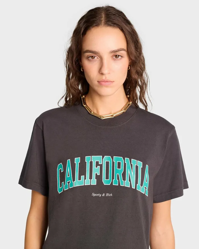 Sporty and Rich TShirts and Tops Women California TShirt 8211 Faded BlackSpring Green