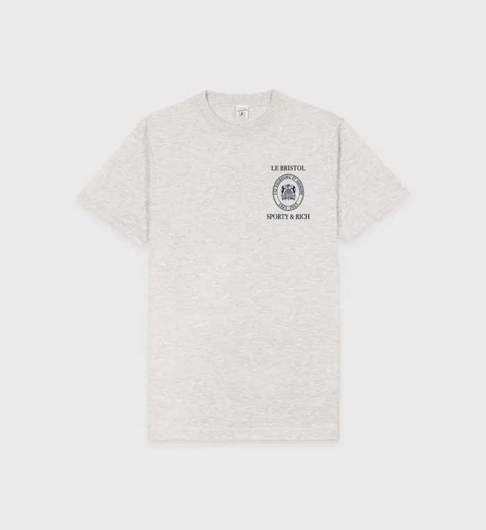 Sporty and Rich TShirts and Tops Women Crest Seal 100th T Shirt 8211 Heather GrayNavy Sporty and Rich TShirts and Tops Women Crest Seal 100th T Shirt 8211 Heather GrayNavy