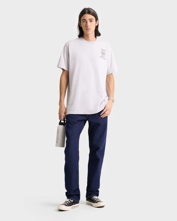 Sporty and Rich TShirts and Tops Women Crest Seal 100th T Shirt 8211 Heather GrayNavy