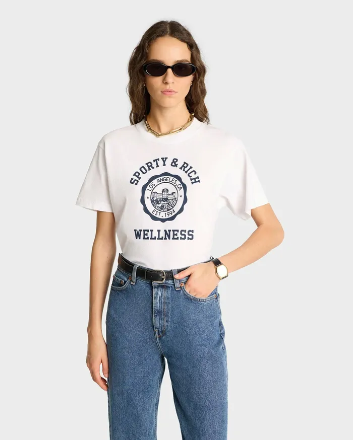 Sporty and Rich TShirts Men Emblem TShirt 8211 WhiteNavy
