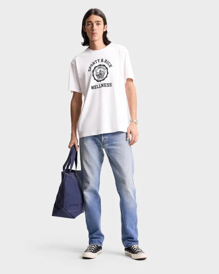 Sporty and Rich TShirts Men Emblem TShirt 8211 WhiteNavy