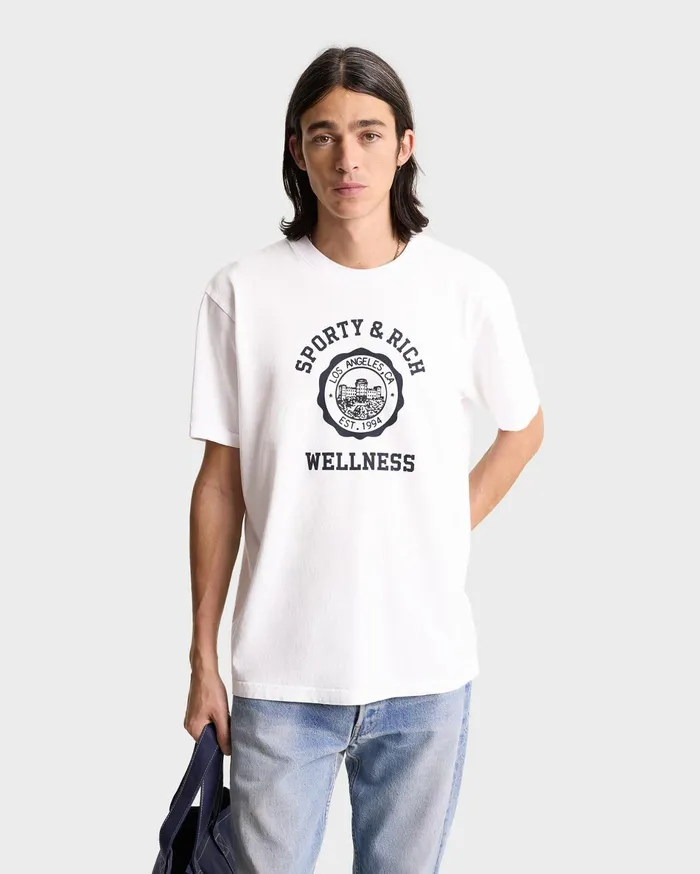 Sporty and Rich TShirts Men Emblem TShirt 8211 WhiteNavy